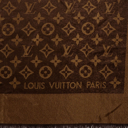Louis Vuitton Silk Lurex Wool Monogram Shine Shawl Marron 4 of 5