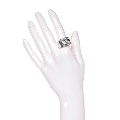 David Yurman Sterling Silver Diamond Cable Cigar Band Ring 55 7.25 7 of 10