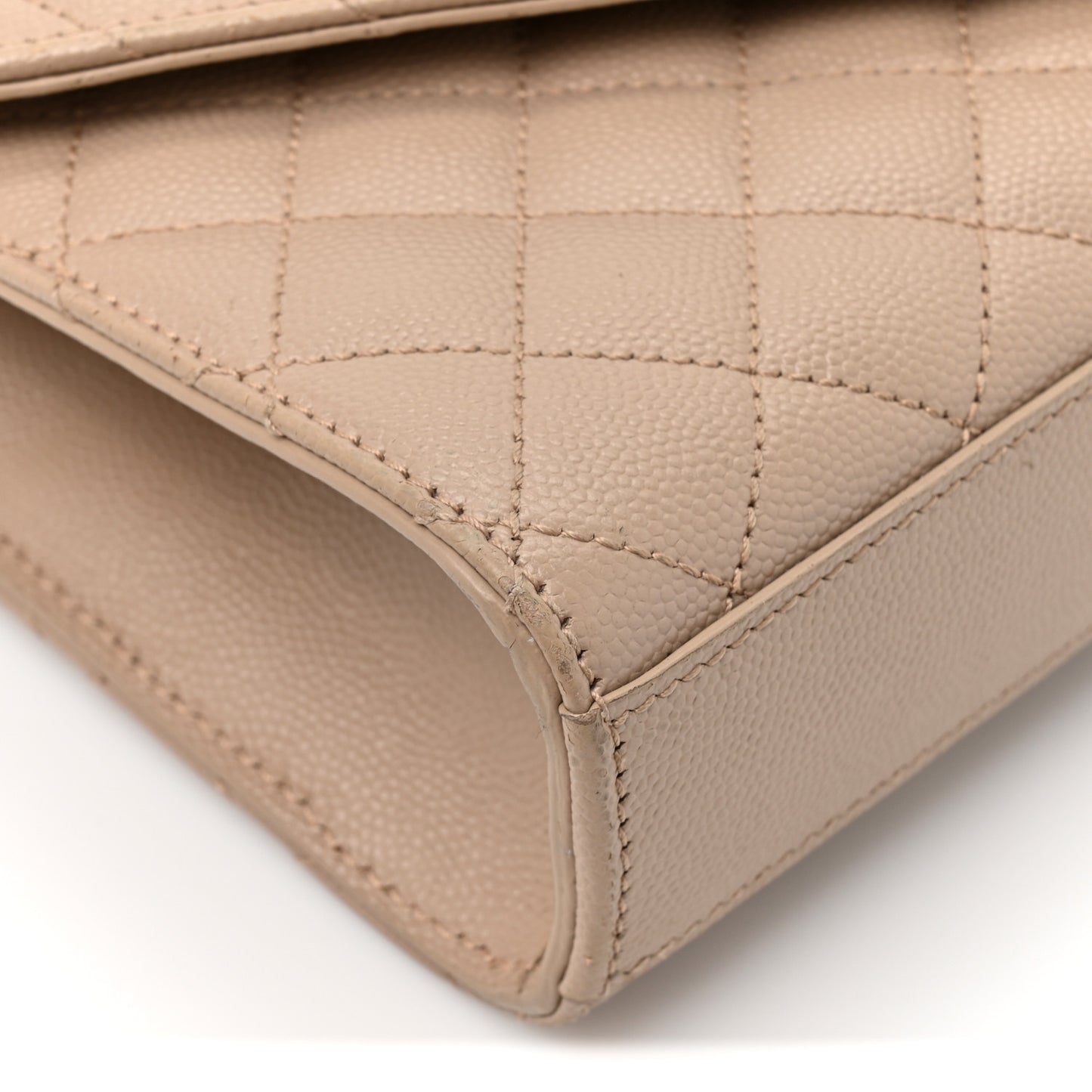 Grain De Poudre Textured Mixed Matelasse Triquilt Small Monogram Satchel Dark Beige