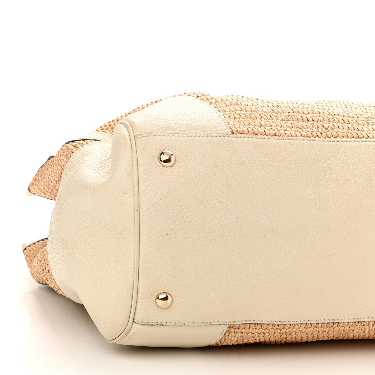 Calfskin Straw Large Bamboo Shopper Tote Natural