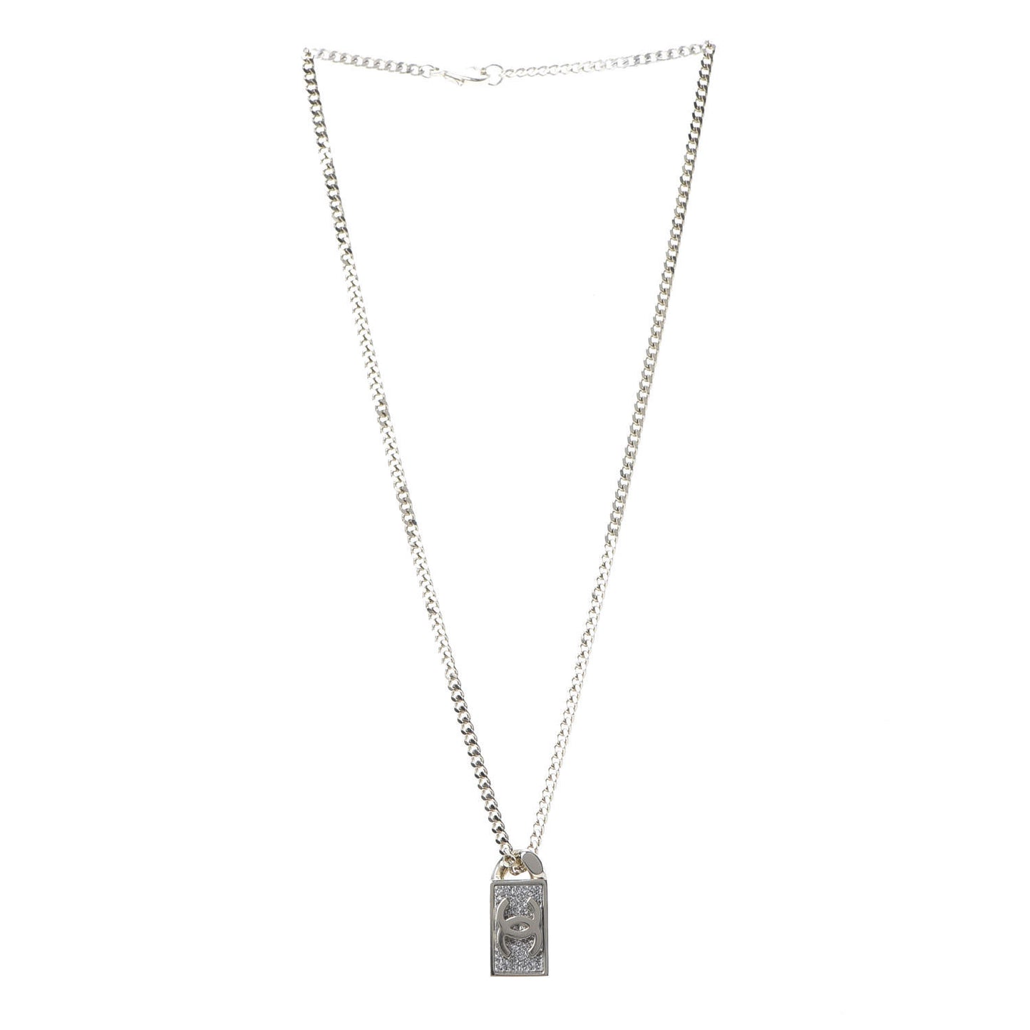 Crystal Dog Tag Charm Necklace Gold
