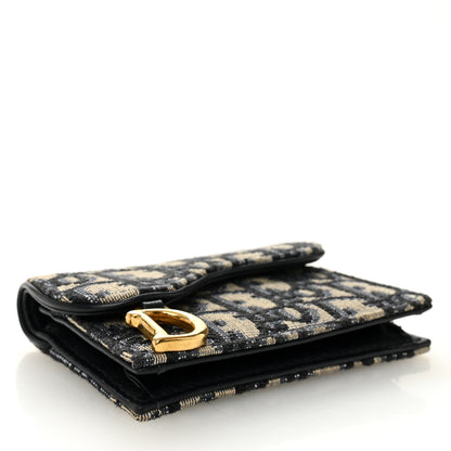 Christian Dior Oblique Saddle Card Holder Blue 4 of 8