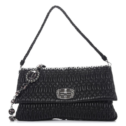 Miu Miu Nappa Matelasse Crystal Flap Clutch Black 1 of 9