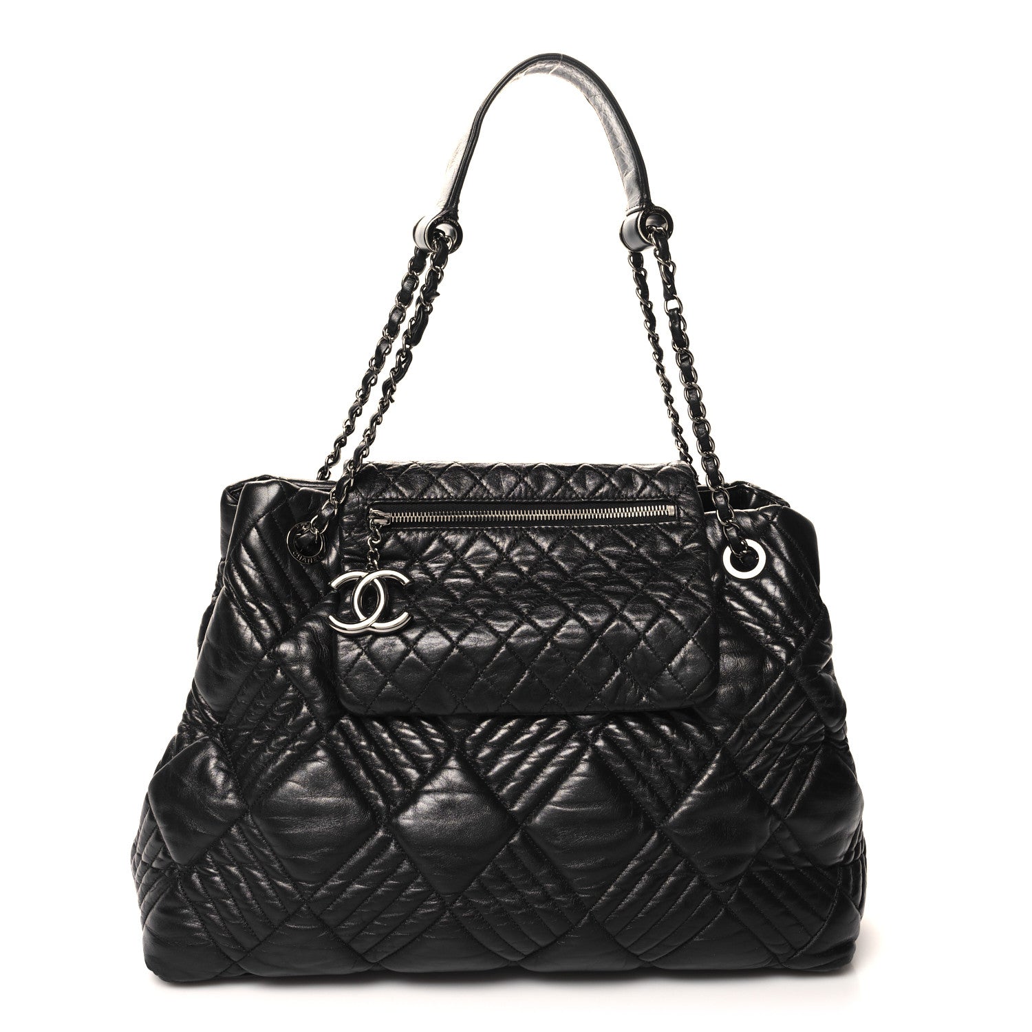 Chanel Lambskin Quilted In Out Flap Tote Black 1 of 12