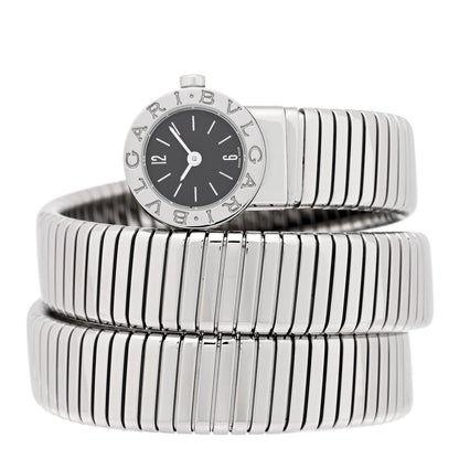 Bulgari Stainless Steel 19mm Serpenti Tubogas Double Spiral Quartz Watch Black 2 of 4