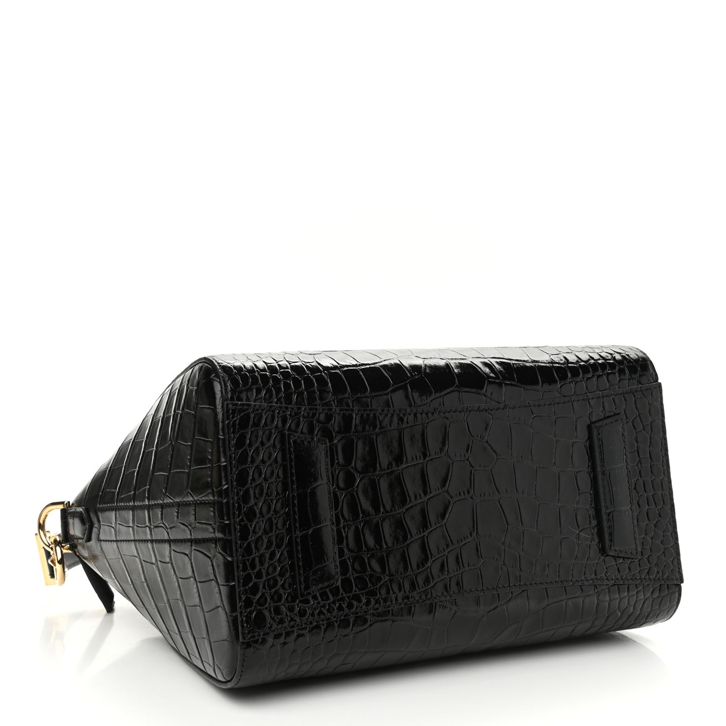 Calfskin Crocodile Embossed Small Antigona Black