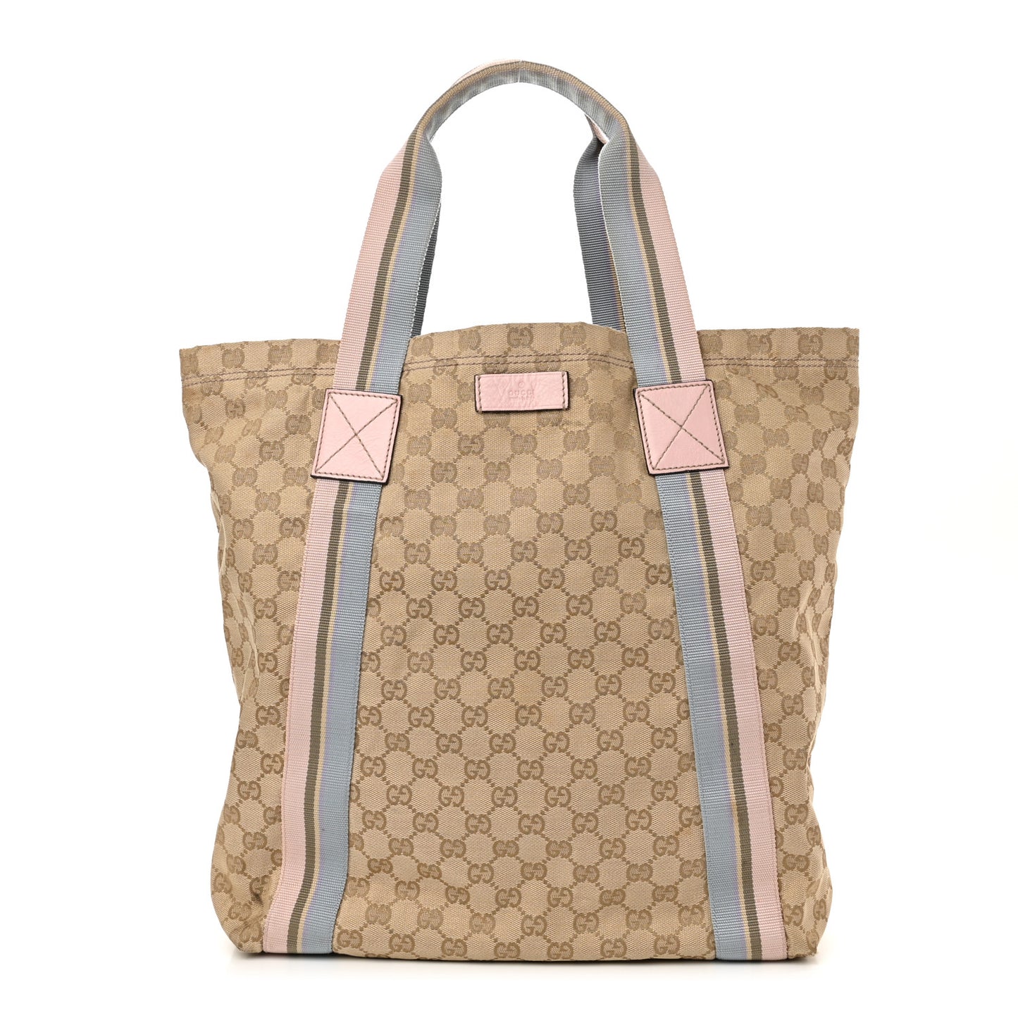 GG Monogram Medium Web Handle Vertical Tote Pink Blue