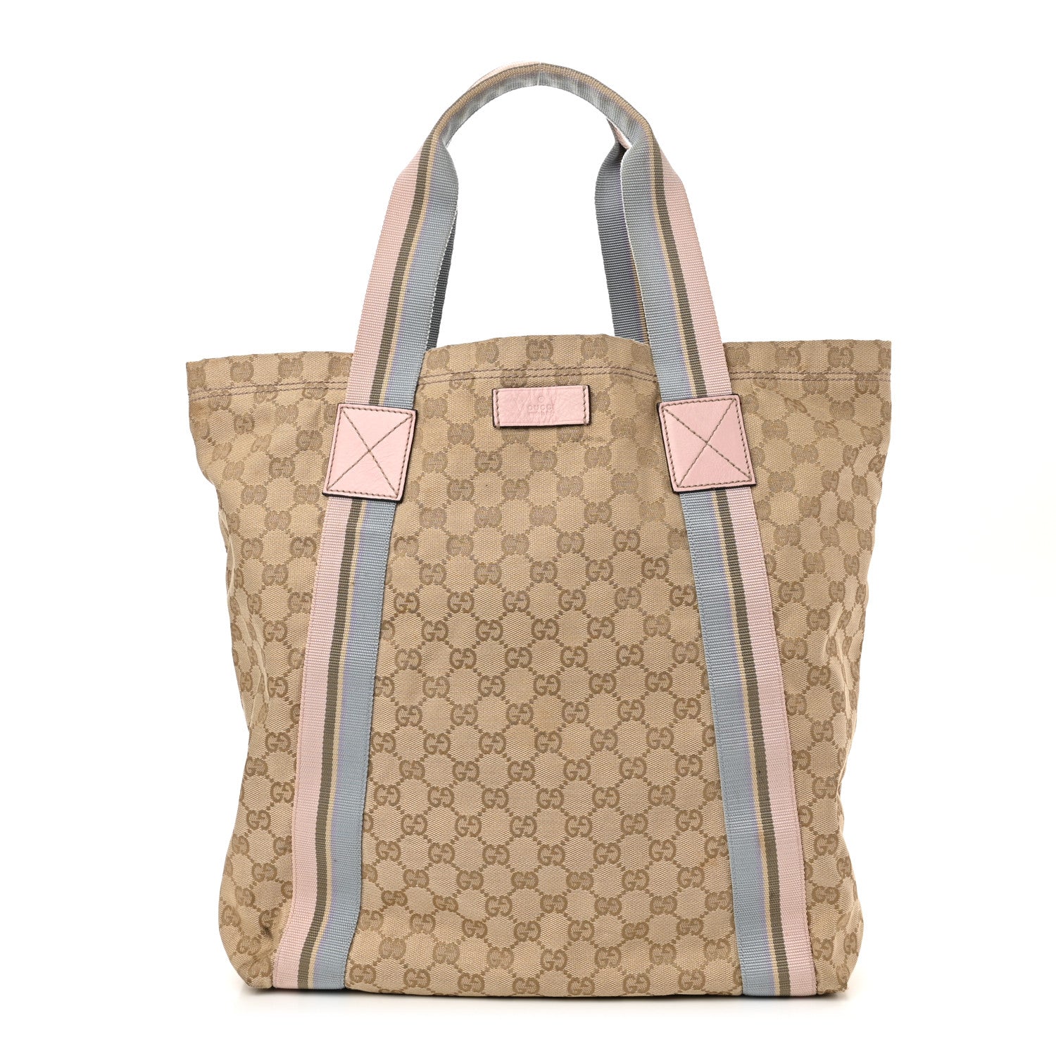 Gucci GG Monogram Medium Web Handle Vertical Tote Pink Blue 1 of 17