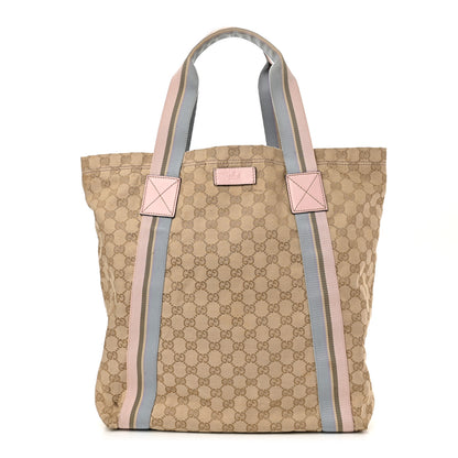 Gucci GG Monogram Medium Web Handle Vertical Tote Pink Blue 1 of 17