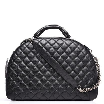 Chanel Calfskin Quilted Large Airlines Round Trip Bowling Bag Black 1 of 10