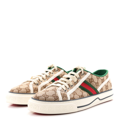 Gucci GG Monogram Web Womens 1977 Tennis Sneakers 41 Beige Ebony Mystic White 4 of 9