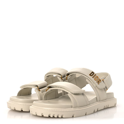 Christian Dior Lambskin Dioract 10mm Slide Sandals 39.5 Off White 4 of 11