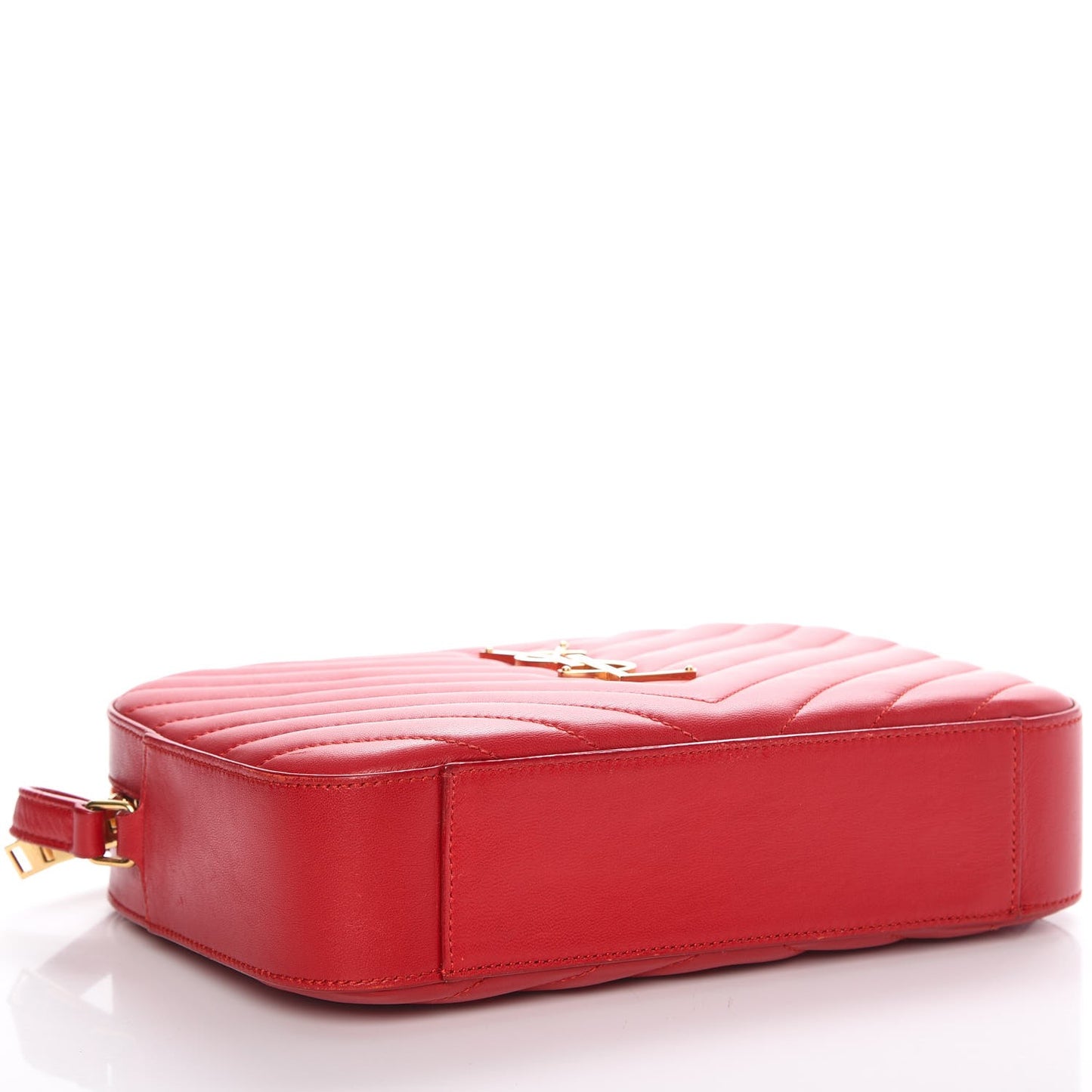 Lambskin Matelasse Chevron Classic Monogram Shoulder Bag Red