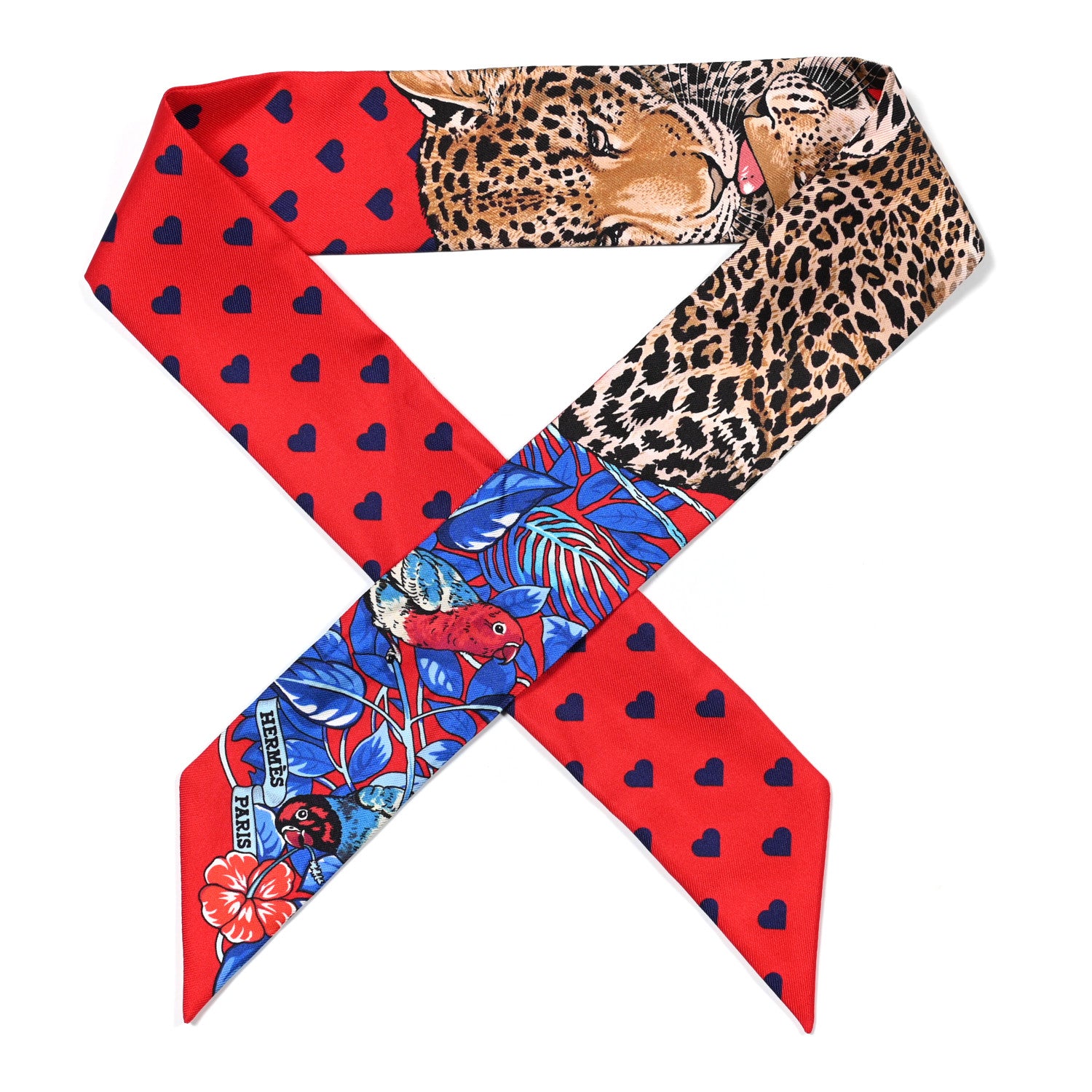 Hermes Silk Jungle Love Love Twilly Rouge Marine Fauve 1 of 4
