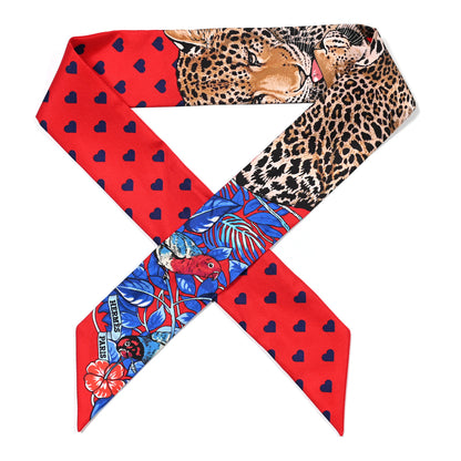 Hermes Silk Jungle Love Love Twilly Rouge Marine Fauve 1 of 4