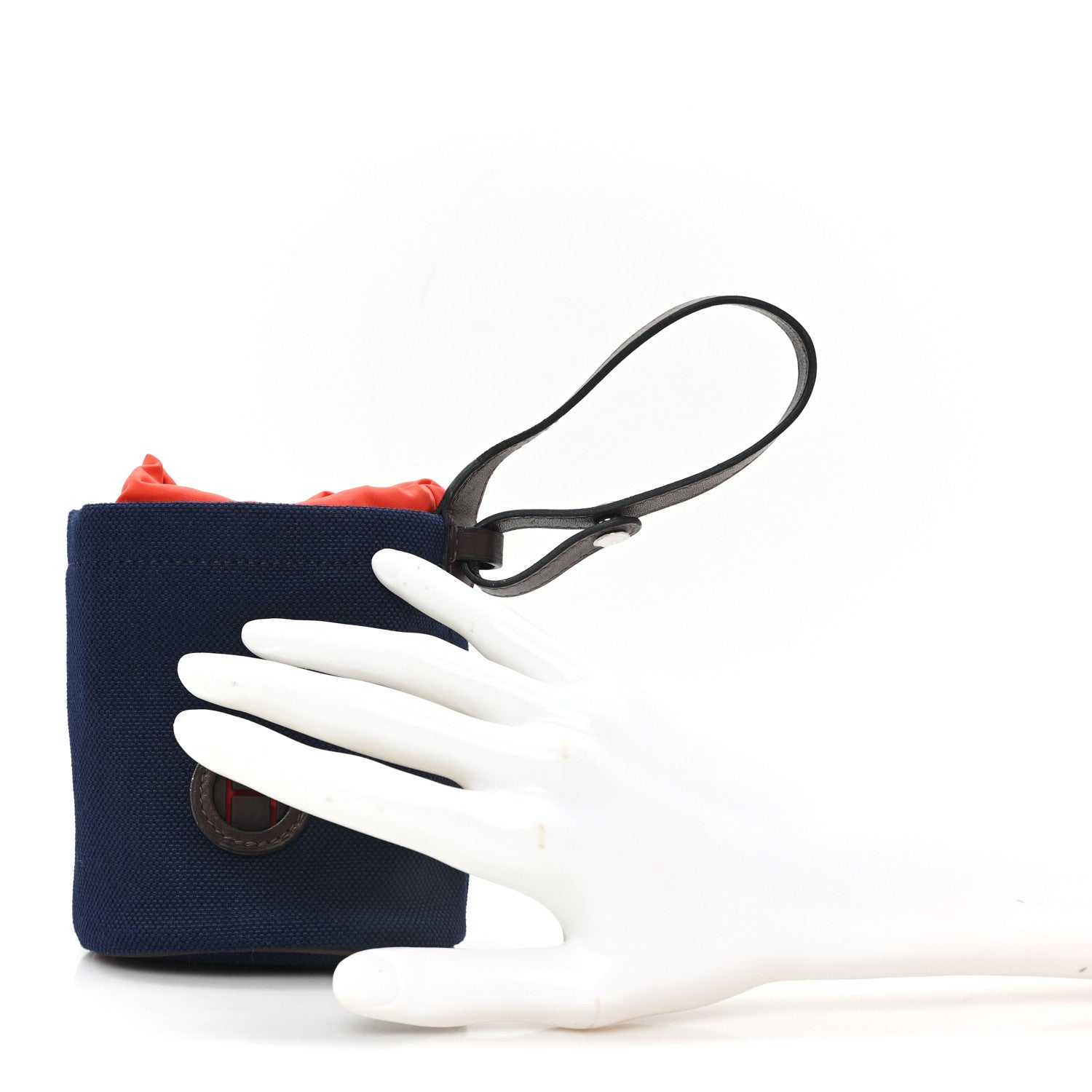 Hermes Coated Canvas On-the-Go Dog Pouch Navy 2 of 8