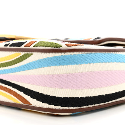 Fendi X SARA COLEMAN Canvas Vitello King Seta FF Fish Eye Embroidered Baguette Grezzo Multicolor Ghianda 9 of 9