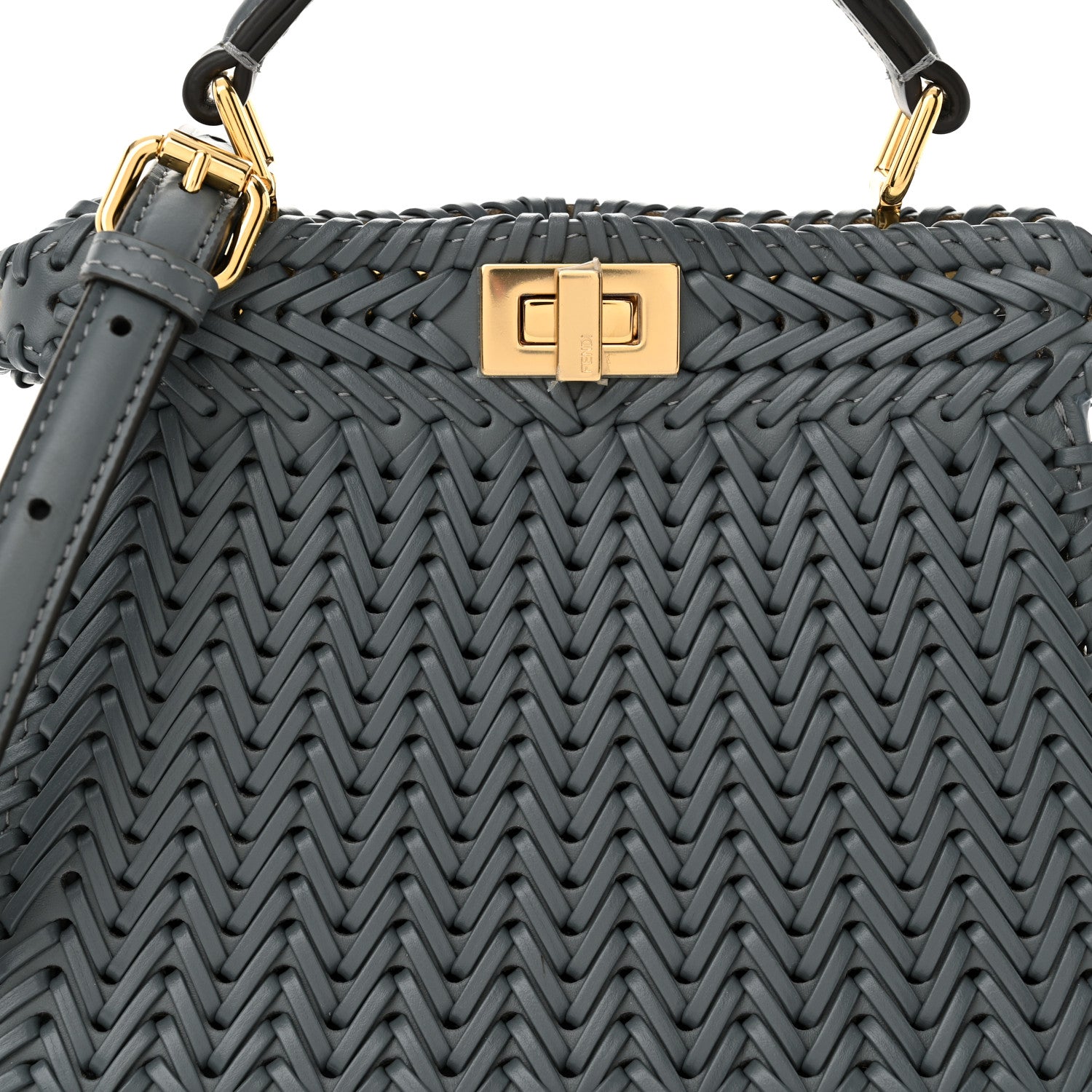 Fendi Vitello King Shiny Nappa Intreccio Petite Peekaboo I SEE U Satchel Tempesta 9 of 11