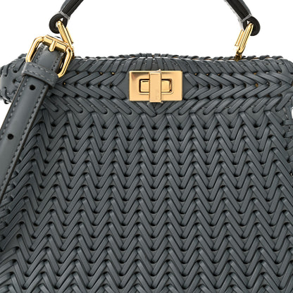 Fendi Vitello King Shiny Nappa Intreccio Petite Peekaboo I SEE U Satchel Tempesta 9 of 11