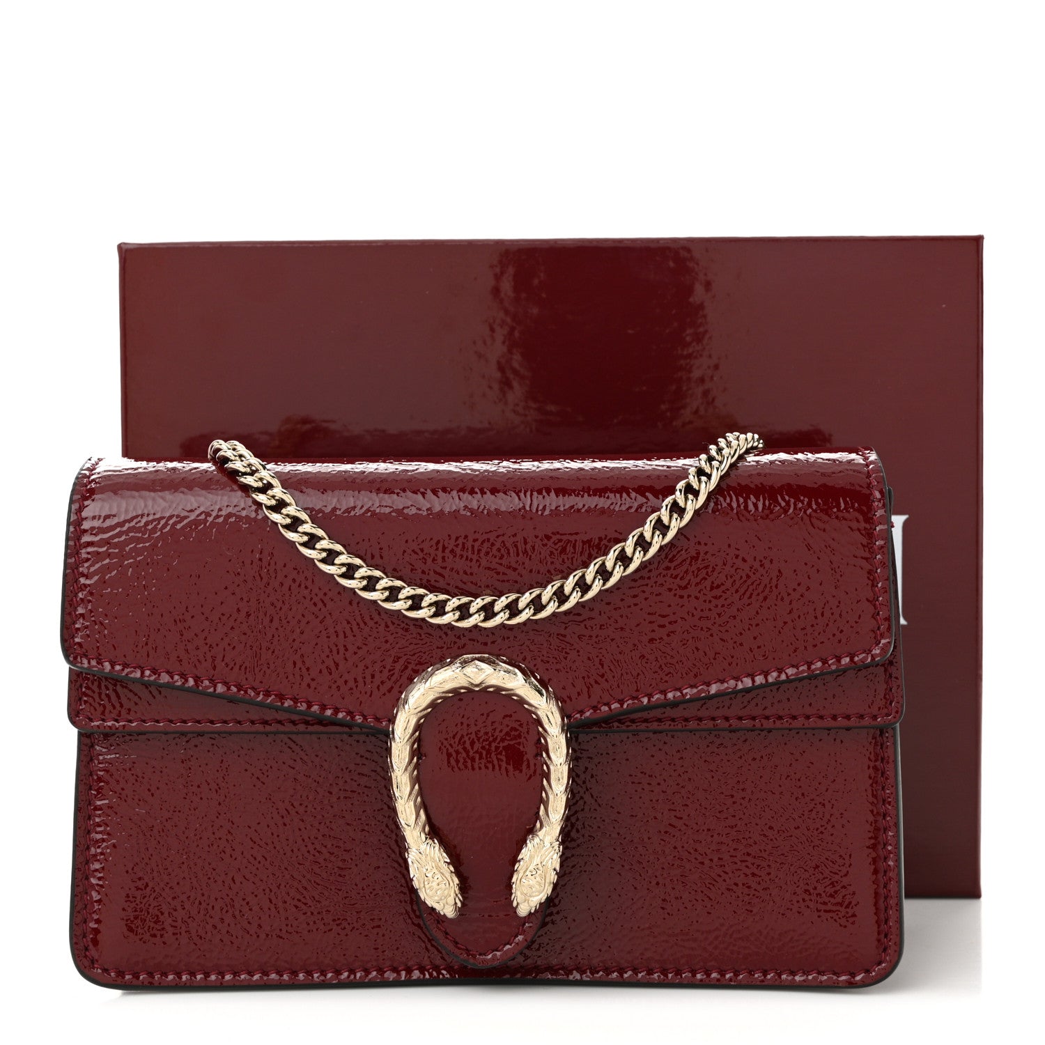 Gucci Crinkled Patent Mini Dionysus Shoulder Bag Rosso Ancora Red 11 of 11