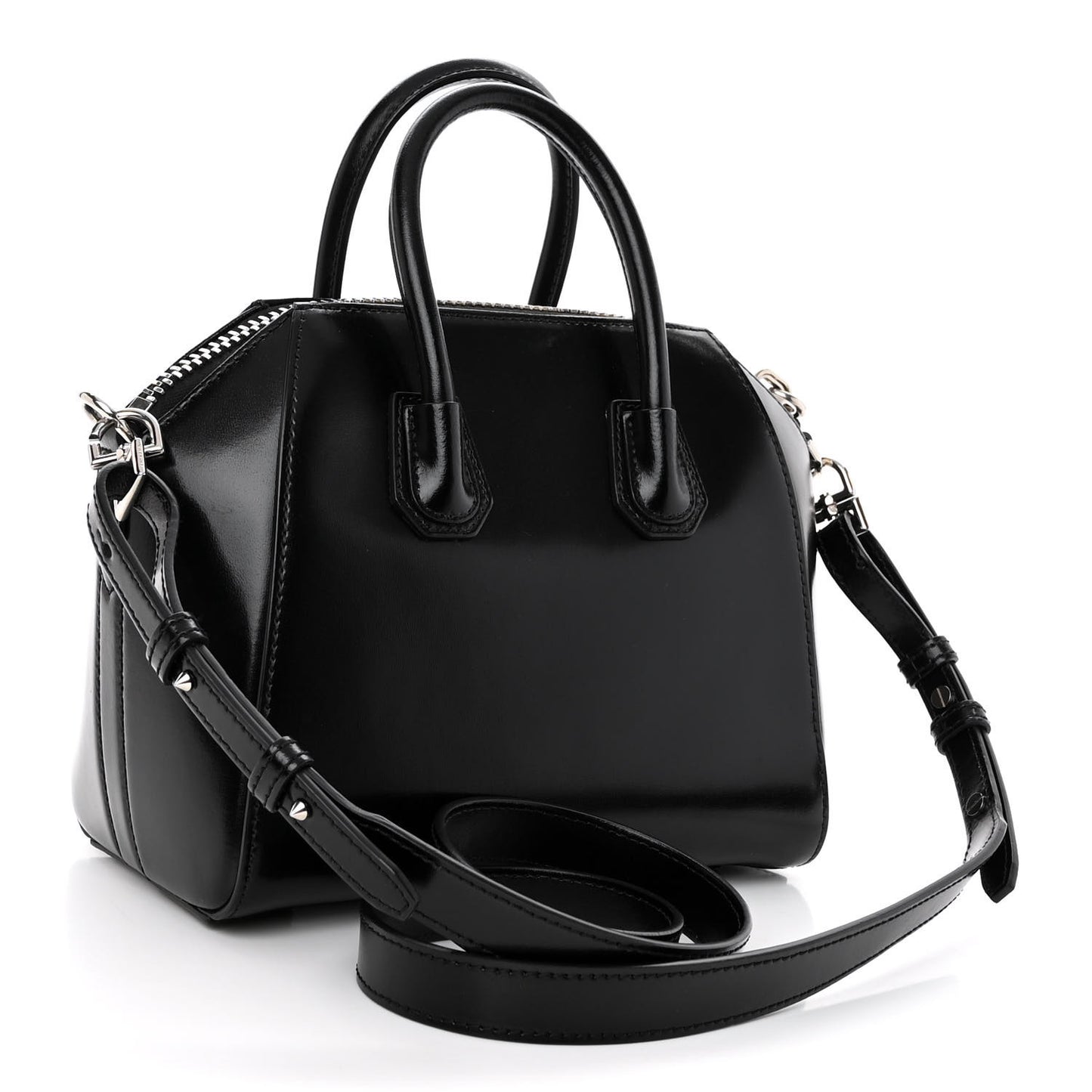 Shiny Lord Calfskin Mini Antigona Black