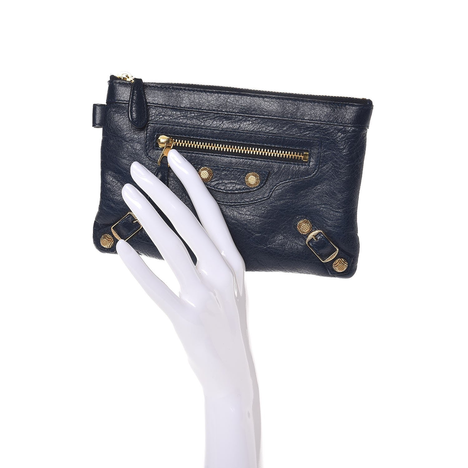 Balenciaga Agneau Giant 12 Gold Hardware Pouch Bleu Obscur 2 of 7