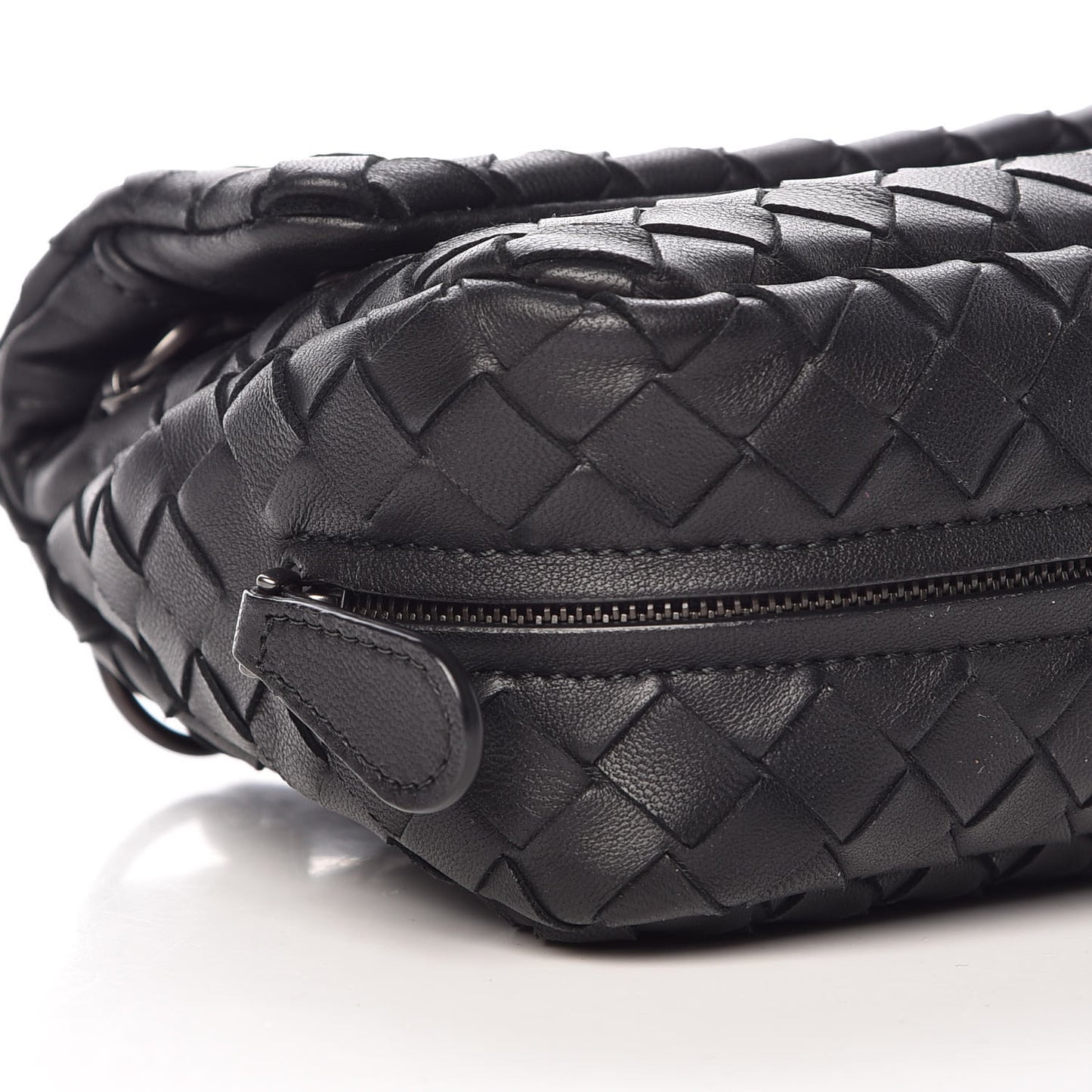 Nappa Intrecciato Mini Chain Messenger Black