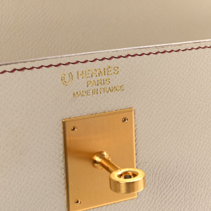 Hermes Epsom Bi-Color Horseshoe Kelly Sellier 40 Craie Rouge Sellier 6 of 10