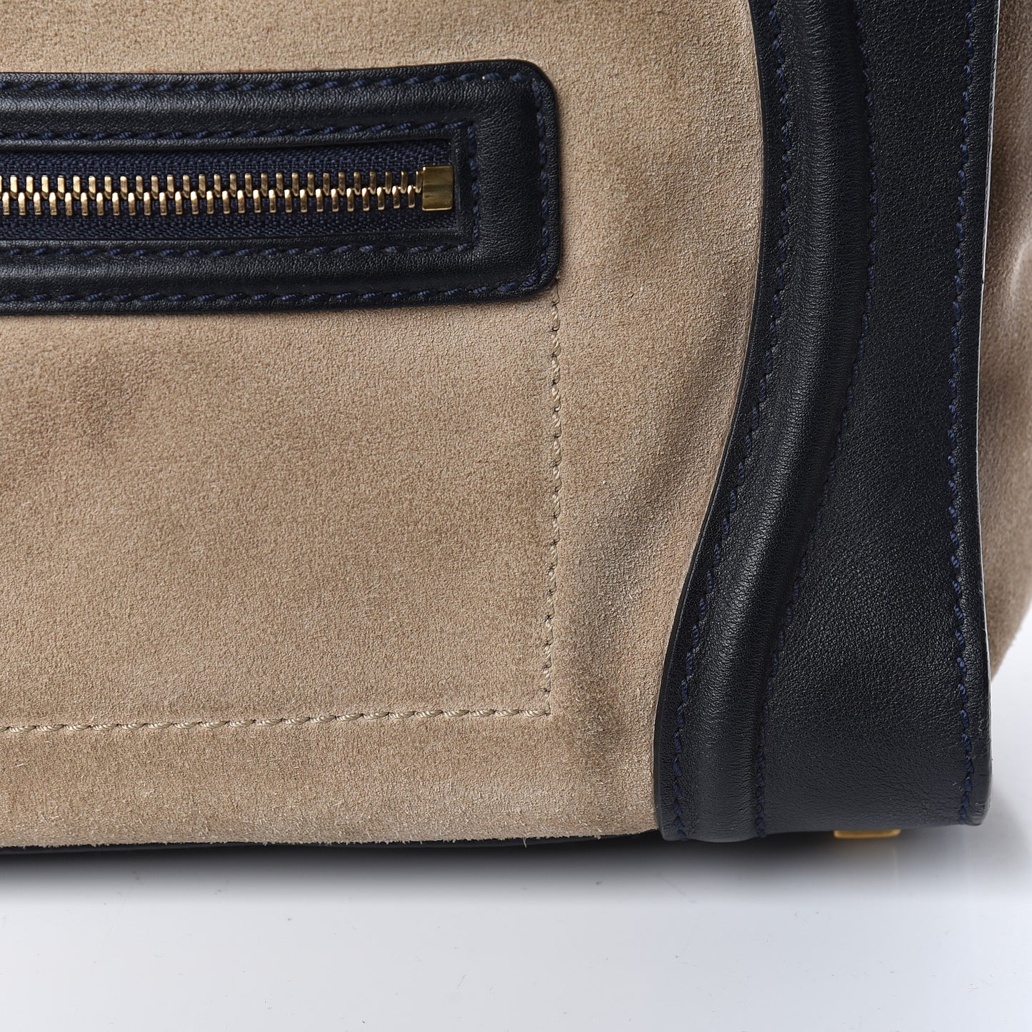 Smooth Calfskin Suede Mini Bi-Color Luggage Navy Dune