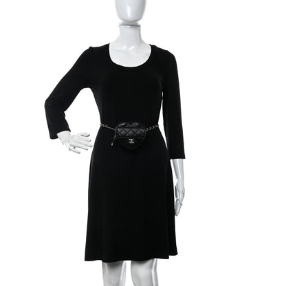 Chanel Lambskin Quilted CC In Love Heart Waist Belt Bag With Chain Black 2 of 11