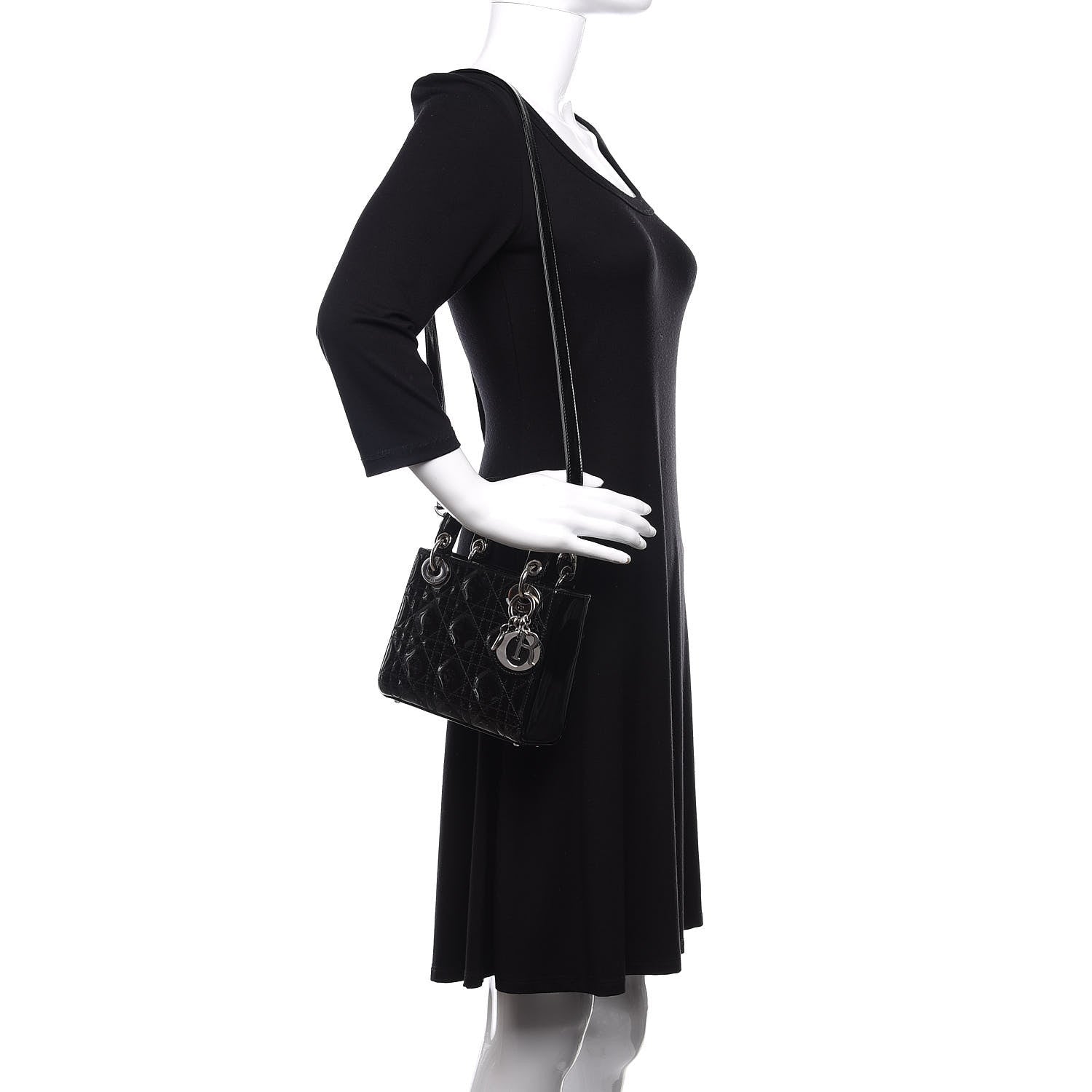 Christian Dior Patent Cannage Mini Lady Dior Black 2 of 11