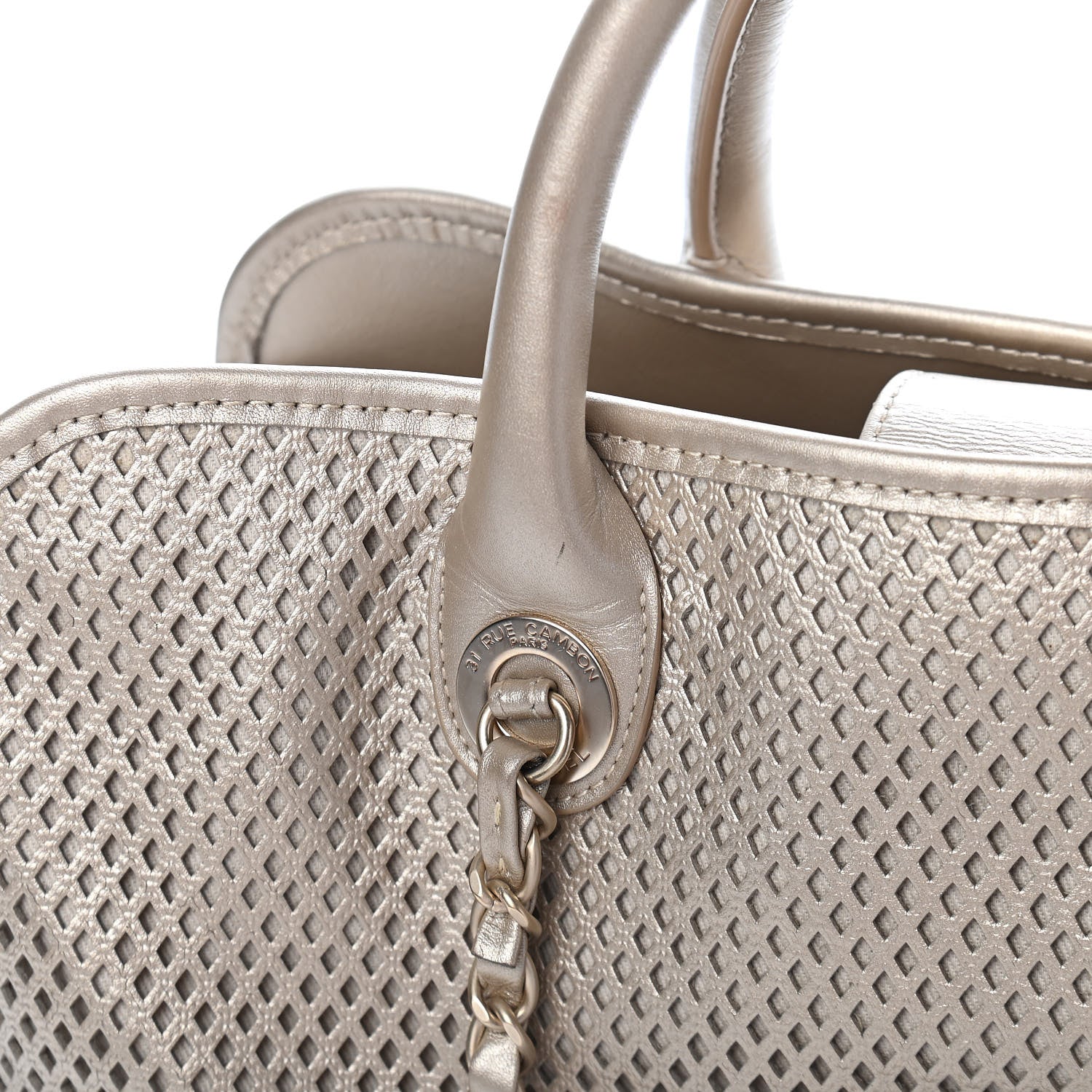 Chanel Metallic Calfskin Perforated Up In The Air Tote Gold 11 of 12