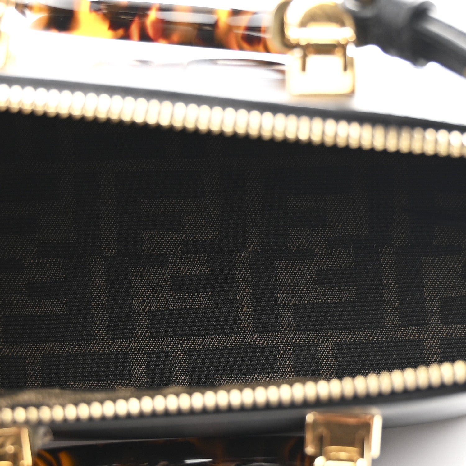 Fendi Vitello King Plexiglass Logo Embossed Mini By The Way Top Handle Boston Bag Black 5 of 10