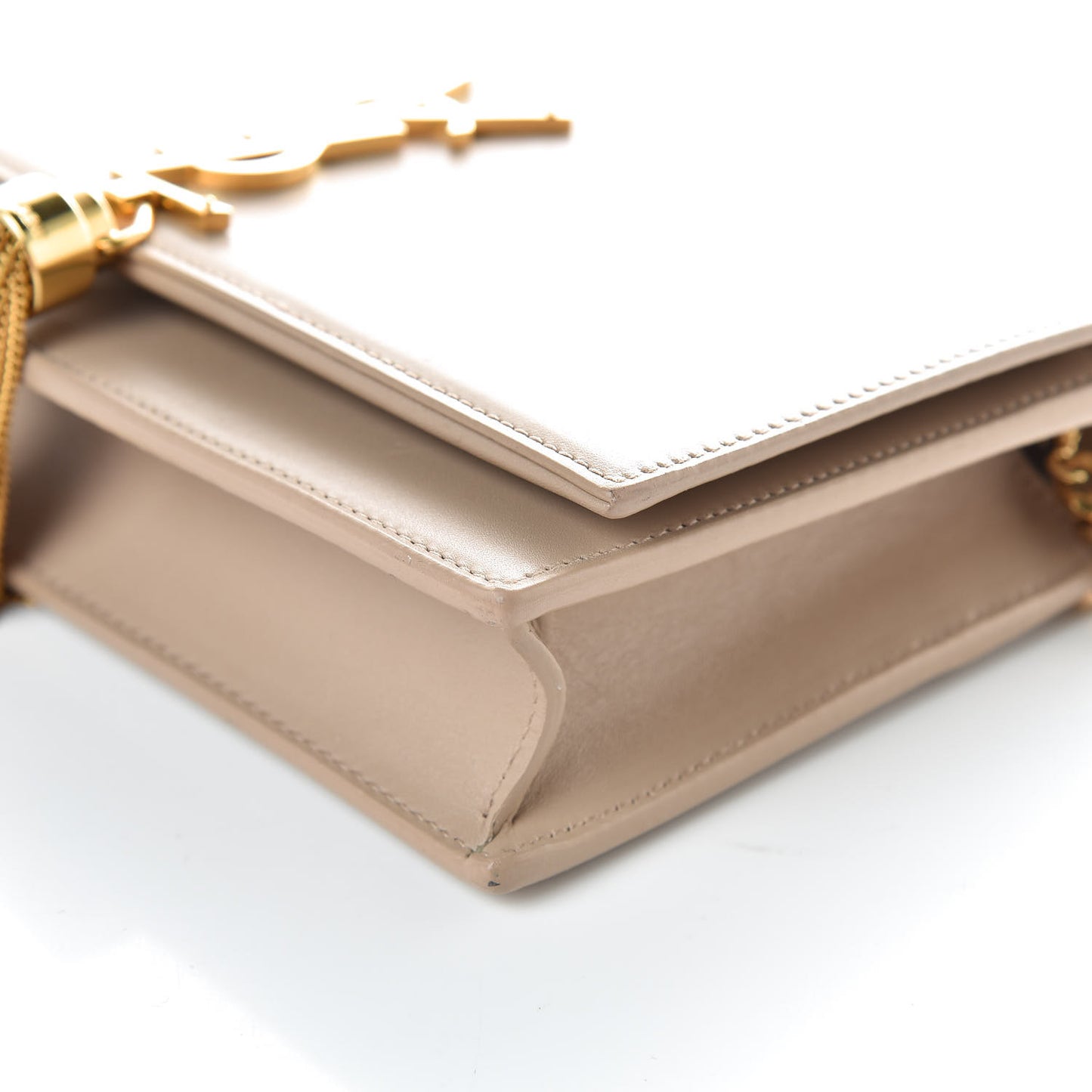 Smooth Calfskin Classic Monogram Kate Tassel Chain Wallet Dark Beige