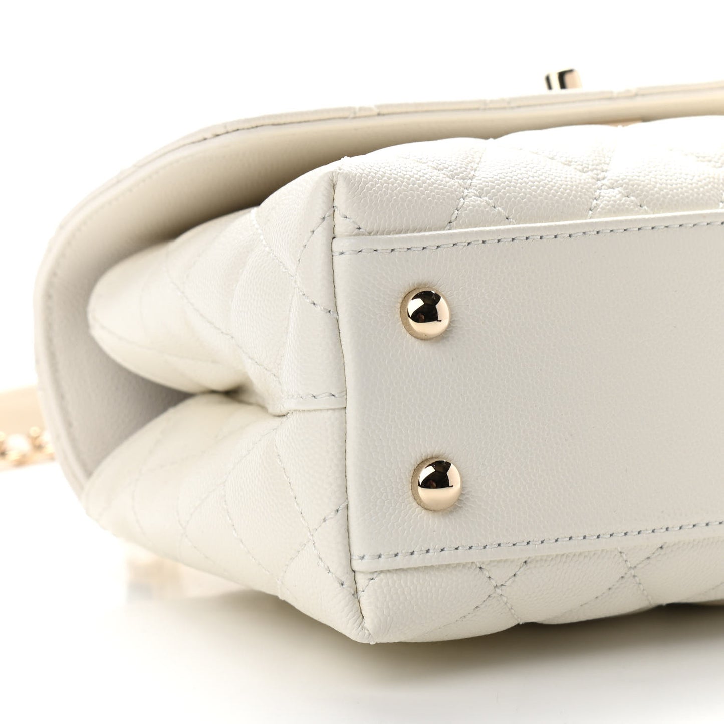 Caviar Quilted Mini Coco Handle Flap White