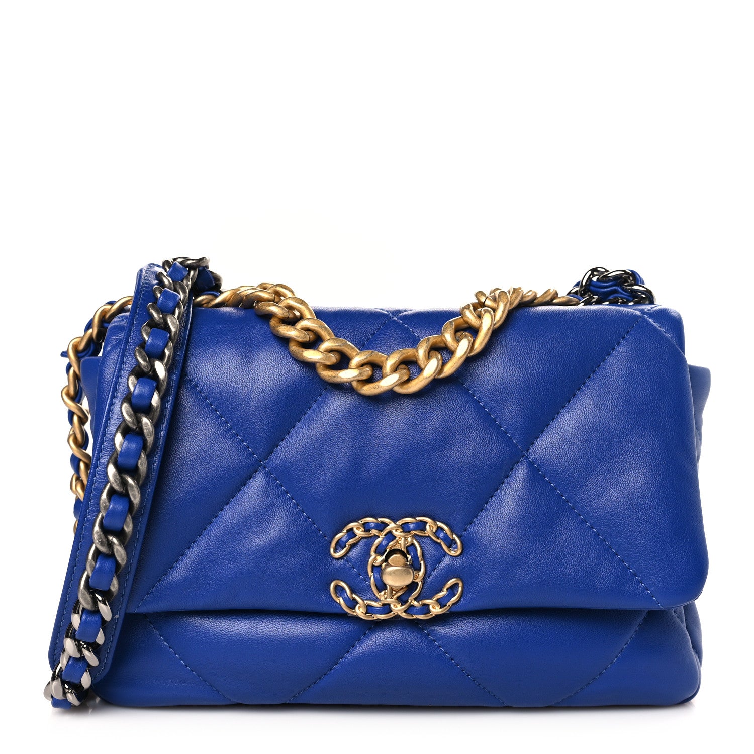 Chanel Lambskin Quilted Medium Chanel 19 Flap Blue 1 of 8