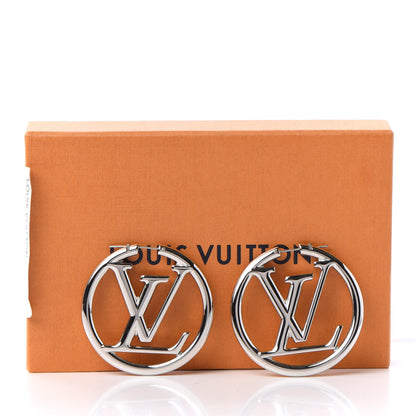 Louis Vuitton Palladium Louise Hoop Earrings Silver 5 of 5