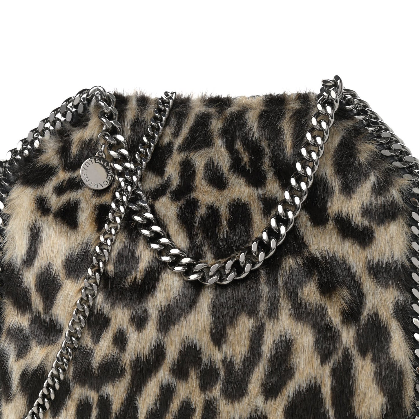 Faux Calf Hair Leopard Print Small Falabella Tote Brown
