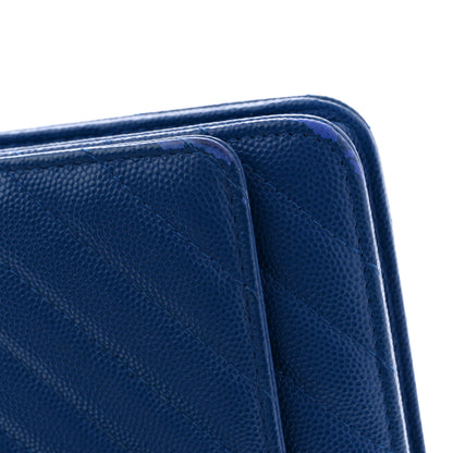 Chanel Caviar Chevron Quilted Wallet On Chain WOC Blue 11 of 13