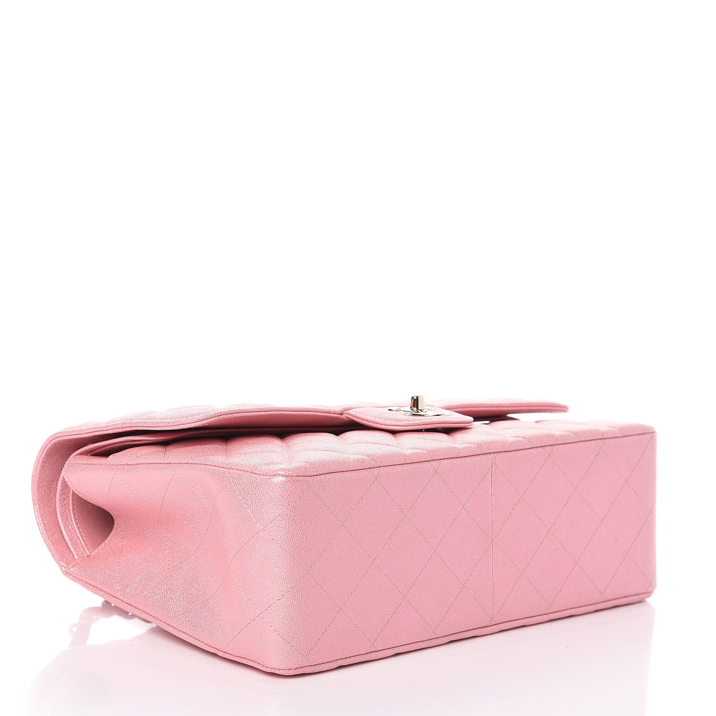 Iridescent Caviar Quilted Jumbo Double Flap Rose Pink
