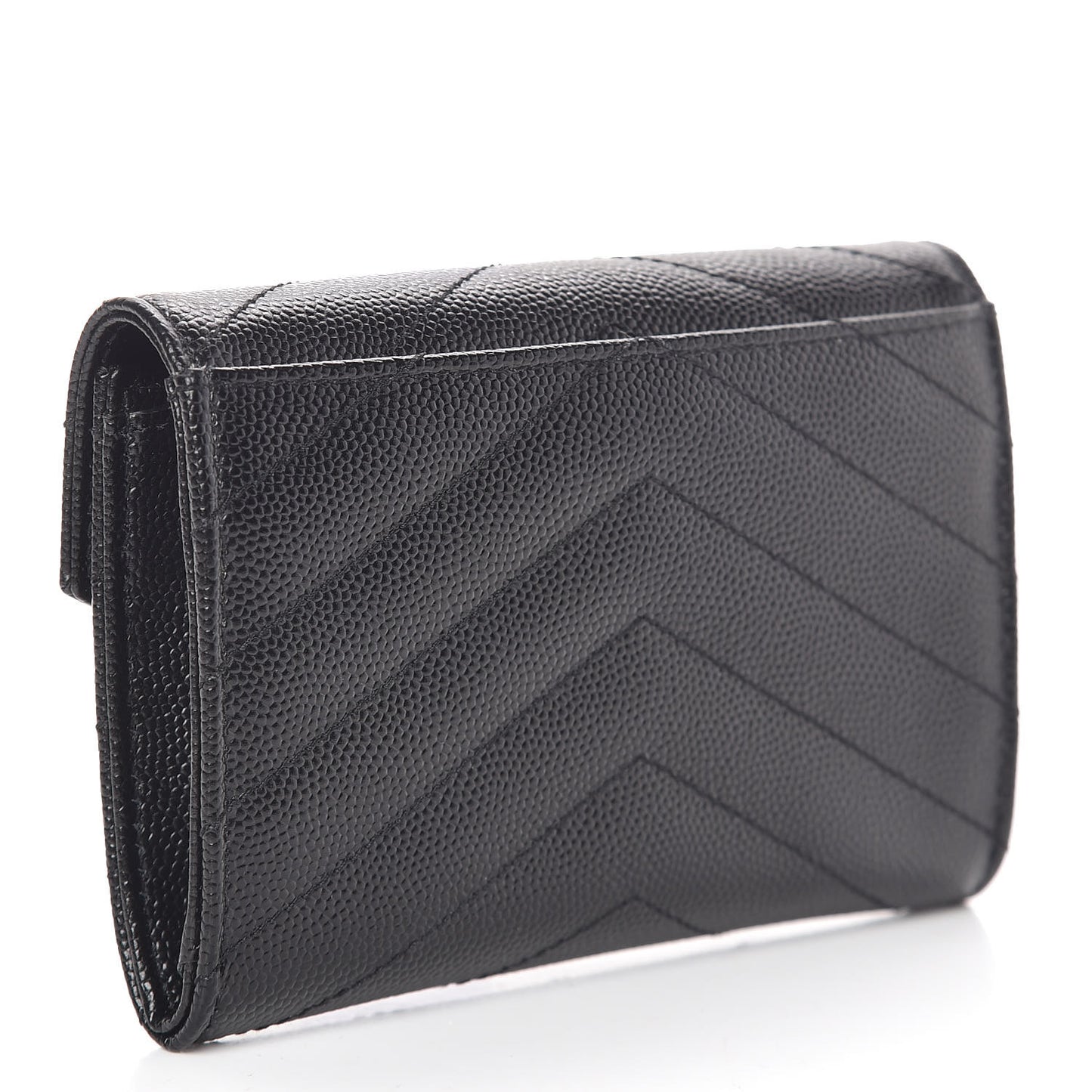 Grain De Poudre Matelasse Chevron Small Monogram Envelope Wallet Black