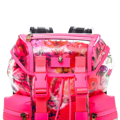 Gucci PVC Floral Double Buckle Backpack Fuchsia 10 of 10