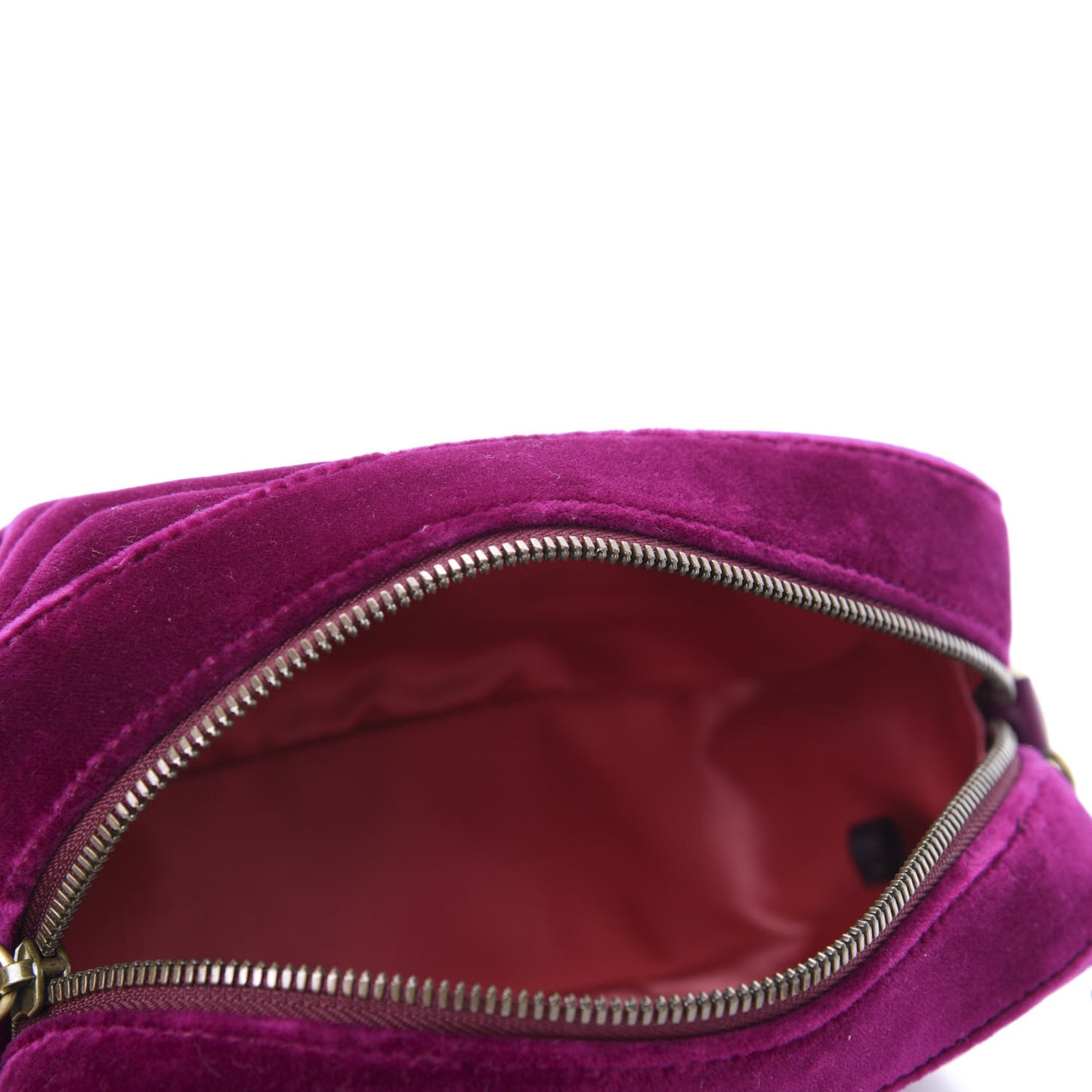 Velvet Matelasse Small GG Marmont Chain Shoulder Bag Fuchsia Violet Cyclamen