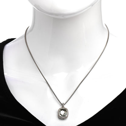 David Yurman Sterling Silver Diamond Prasiolite 10mm Albion Pendant Necklace 2 of 4