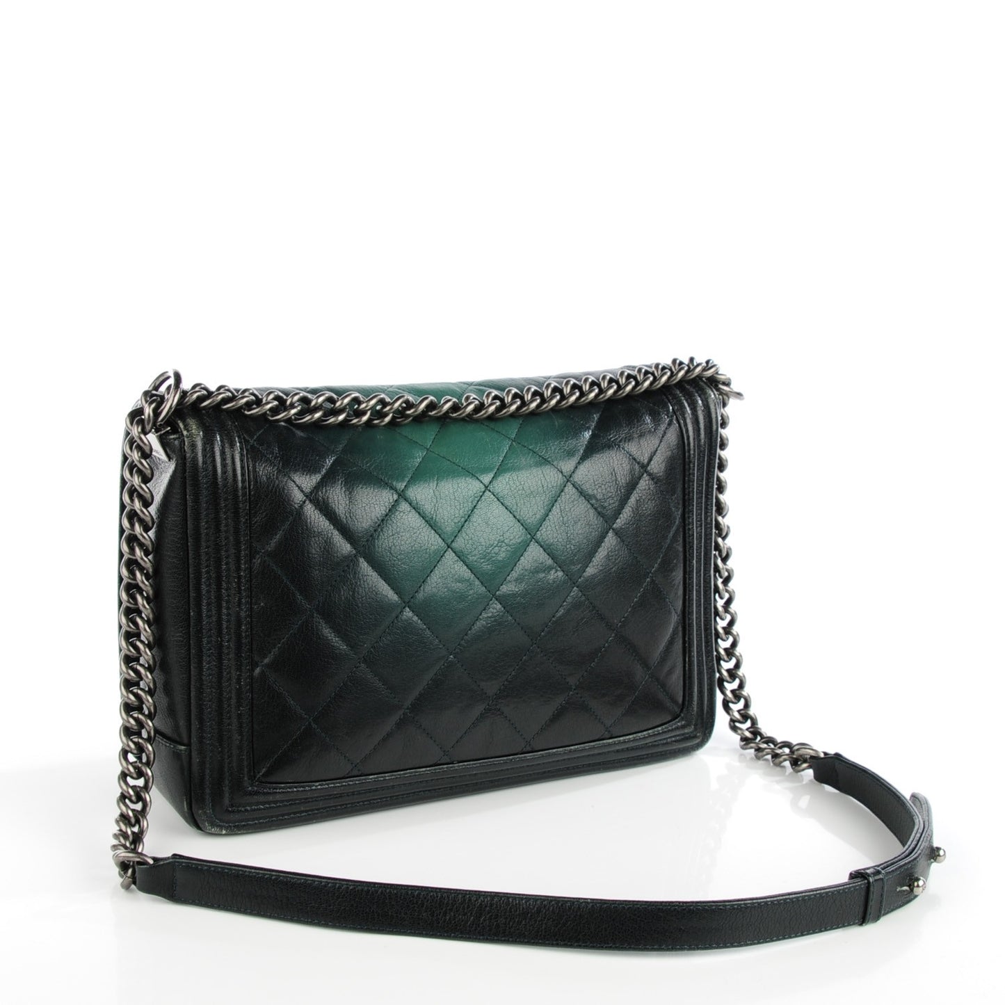 Goatskin Ombre Faded Quilted New Medium Boy Flap Dark Green
