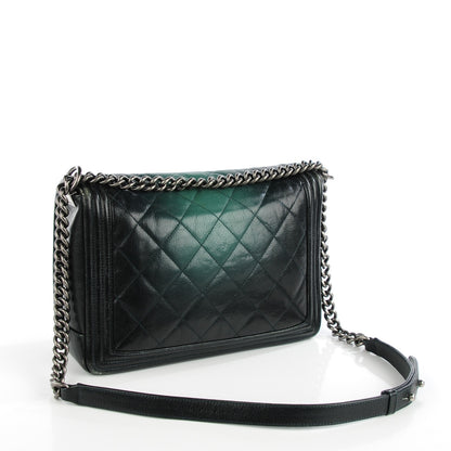 Chanel Goatskin Ombre Faded Quilted New Medium Boy Flap Dark Green 6 of 12