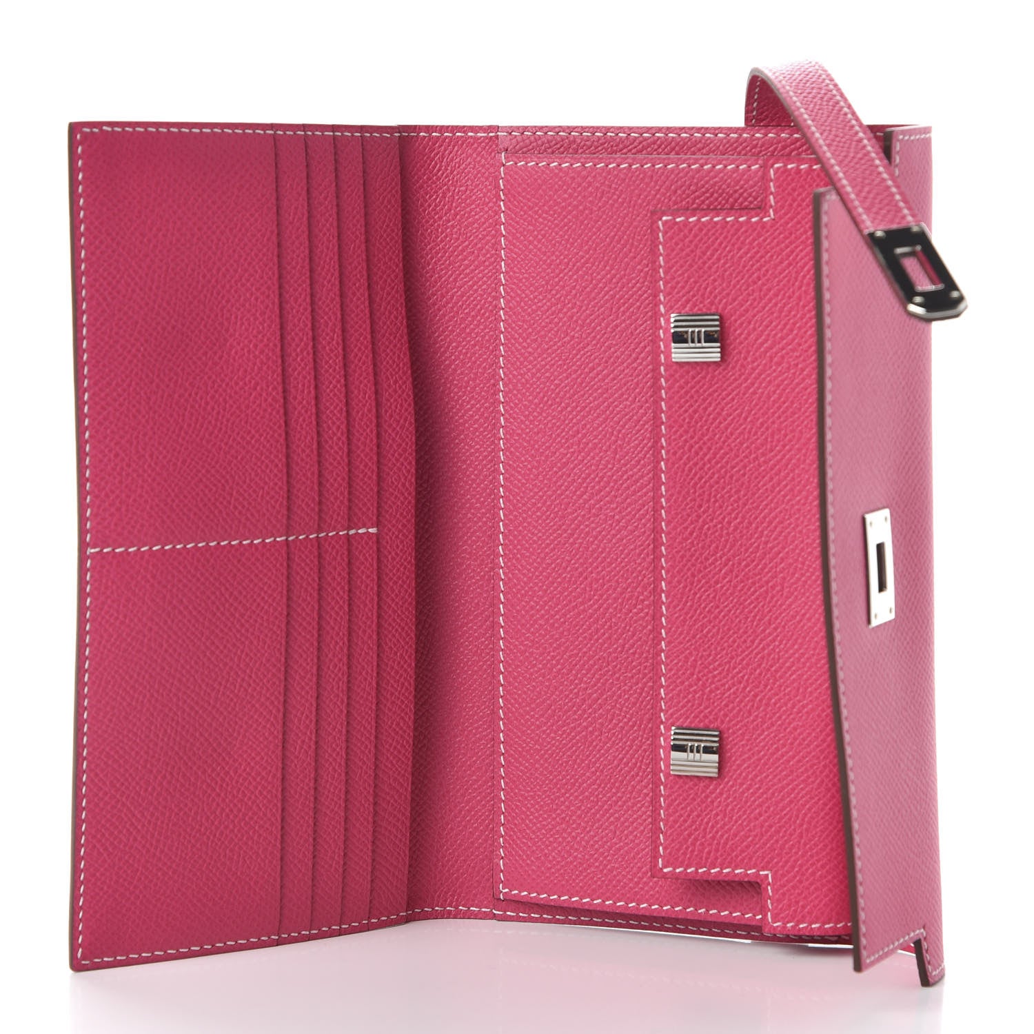 Hermes Epsom Kelly Tri-Fold Wallet Rose Tyrien 5 of 9