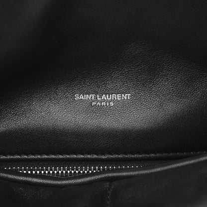 Saint Laurent Lambskin Quilted Medium Loulou Puffer Monogram Chain Satchel Black 8 of 11
