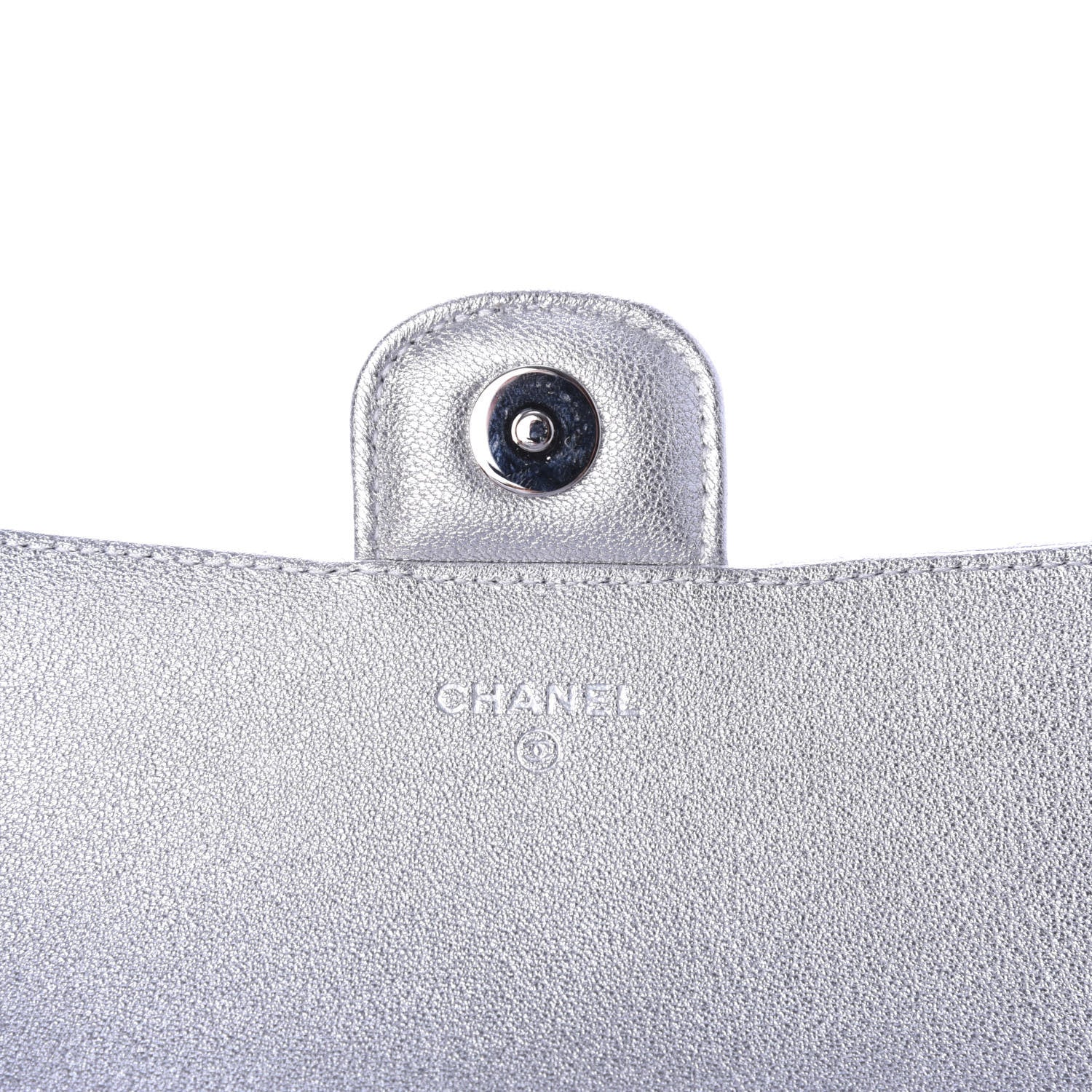 Chanel Metallic Lambskin Quilted Glasses Case With Chain Silver 6 of 9
