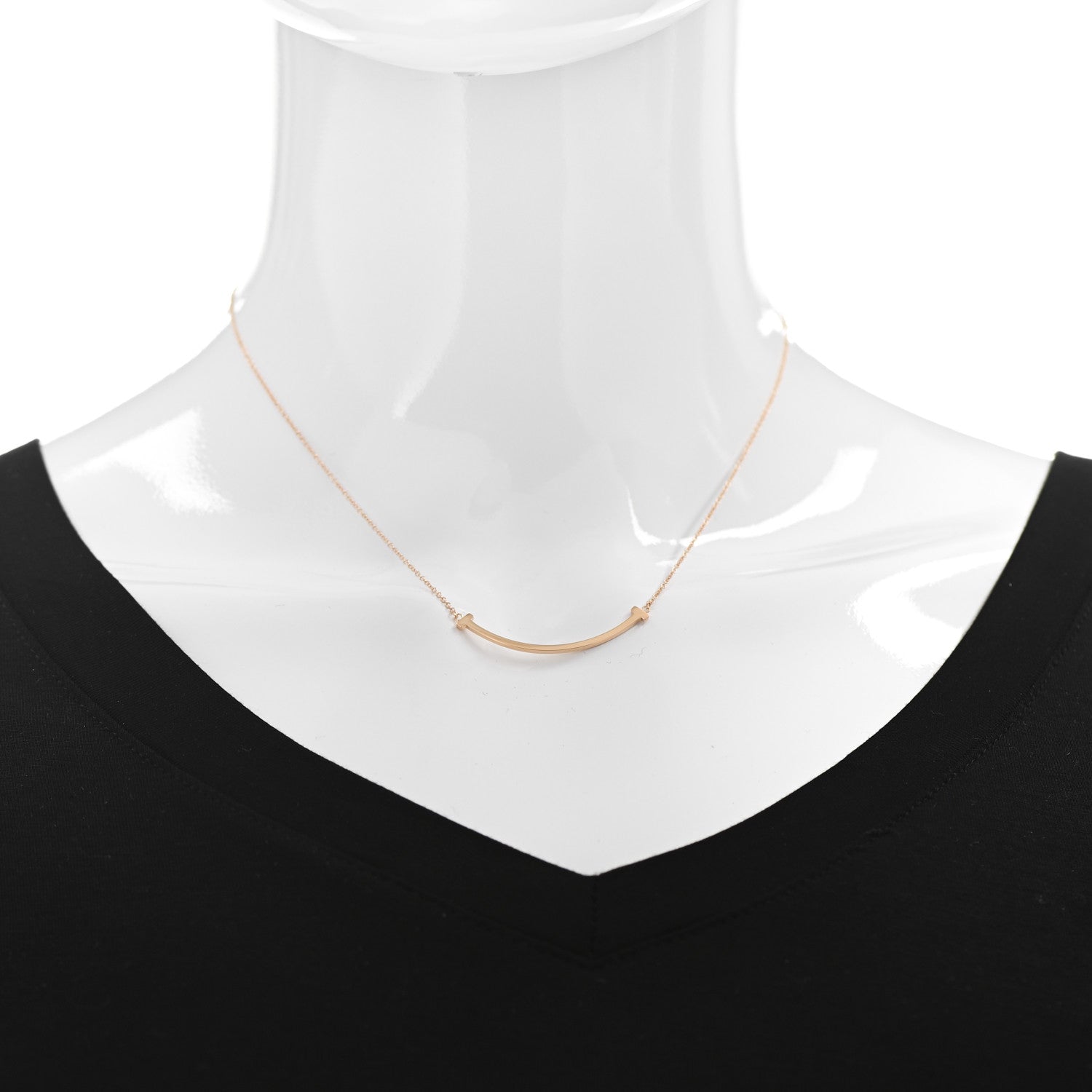 Tiffany 18K Rose Gold Small T Smile Pendant Necklace 2 of 5